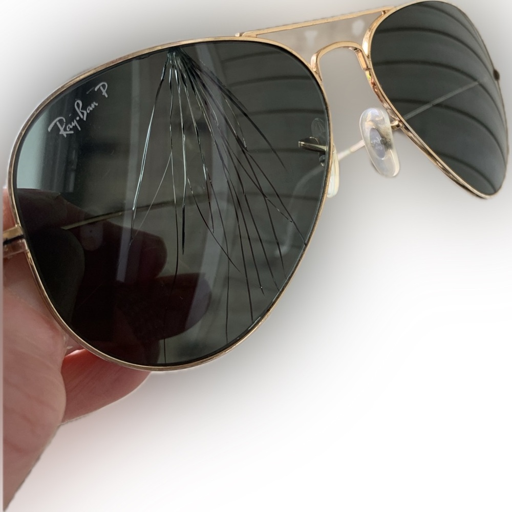 Ray-Ban Aviator Sunglasses FRAMES  58mm polarized Green. DAMAGED